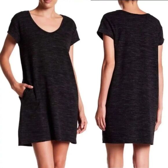 ATM Heather Black T-Shirt Dress M Pockets - Picture 1 of 9